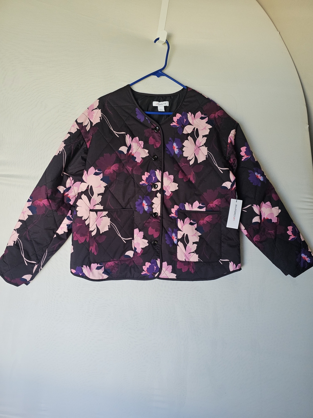 NWT Liz Claiborne Quilted Floral Lightweight Jacket Pockets Size L